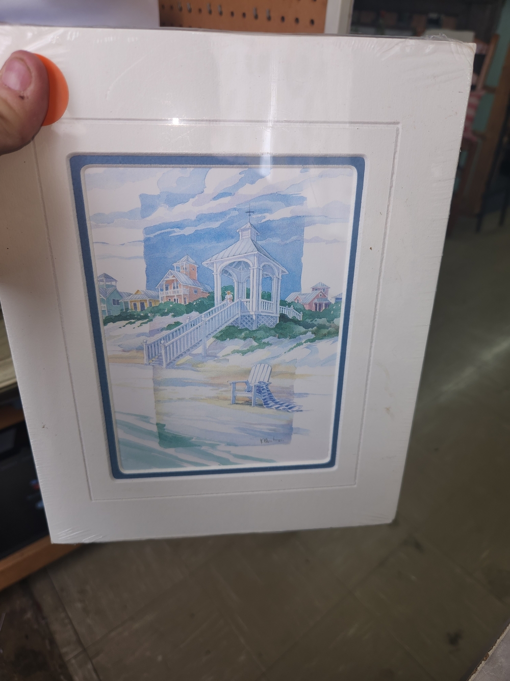 Paul Brent Gazebo Beach Art Print in Blue and White